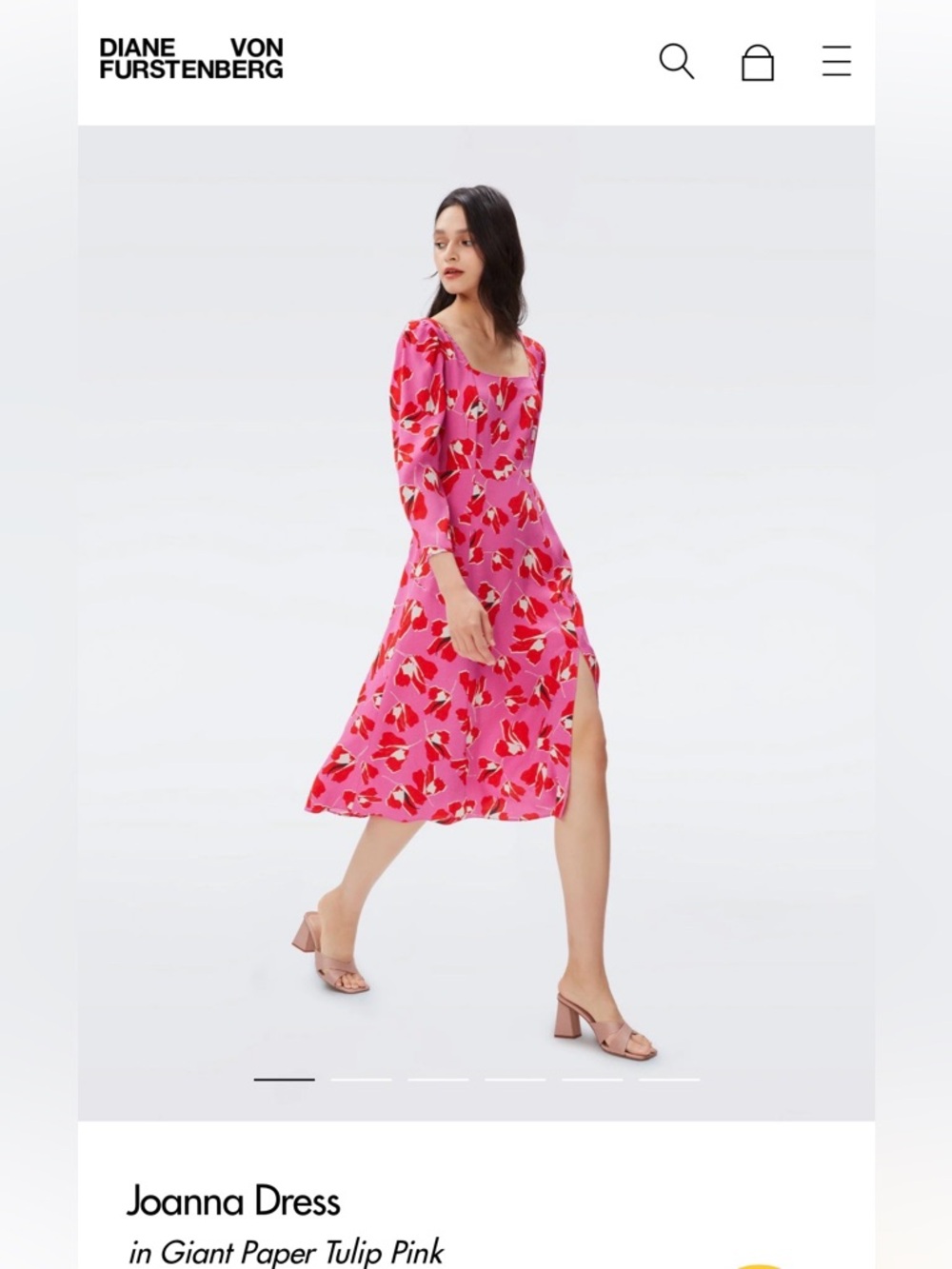 Diane von Furstenberg DVF Joanna Dress Giant Paper Tulip Pink — Size 2